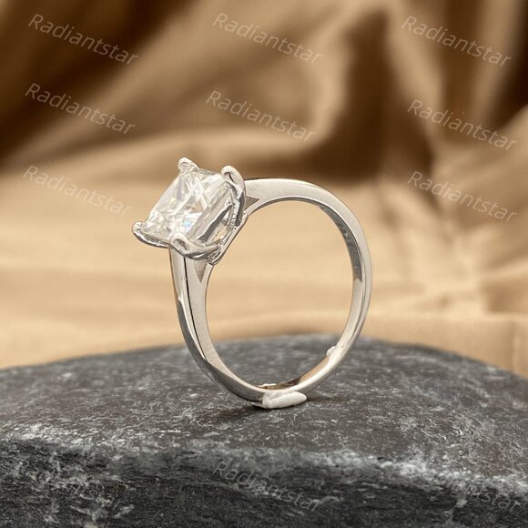 NEW Certified 2ct. t.w. Princess Cut Moissanite  Ring - Picture 5 of 8